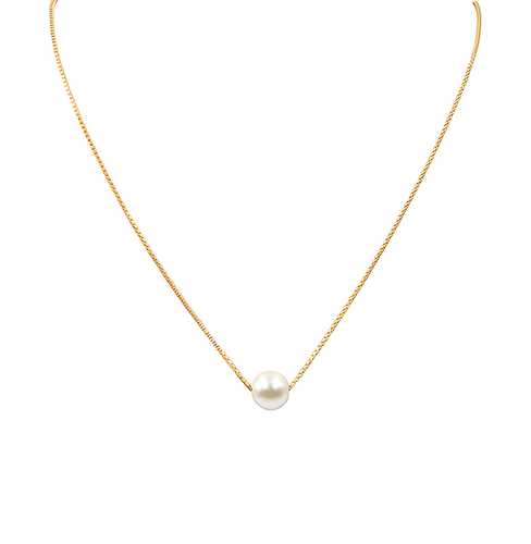Classic Single Pearl Necklace - Minimalist Solitaire Pearl