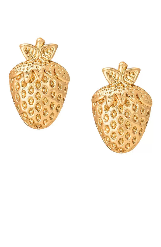 Strawberry Gold Stud Earrings